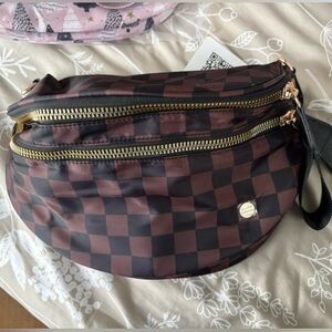 Checkered Brown and Black Crossbody Bag